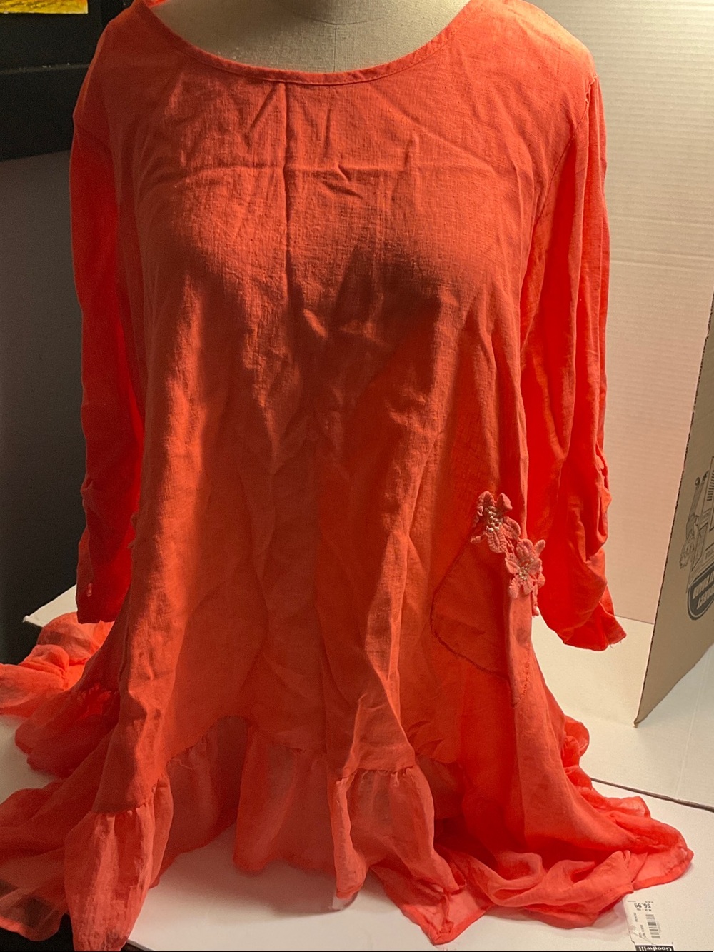 Kaktus Coral Orange Flowing Ruffle Skirt
